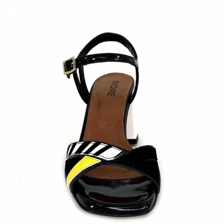 Ivoire0352 Sandales à Talons Ivoire F2102 Portocervo Cuir Vernis Blanc Jaune Daim Noir Clearance