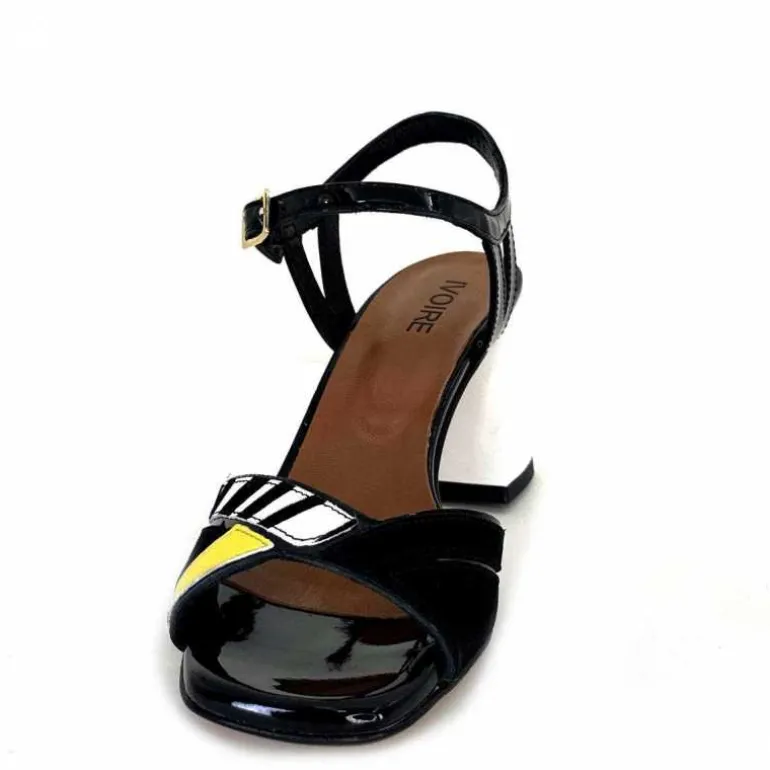 Ivoire0352 Sandales à Talons Ivoire F2102 Portocervo Cuir Vernis Blanc Jaune Daim Noir Clearance