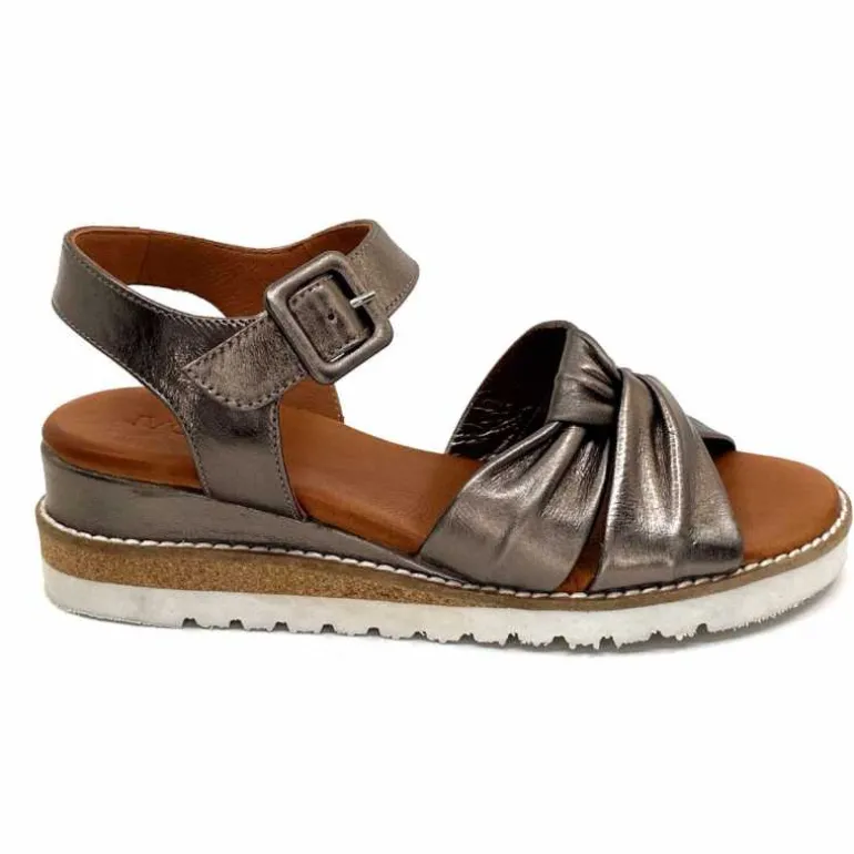 384-ivoire Sandales Compensées Ivoire 1613-0092 Cuir Bronze Sale