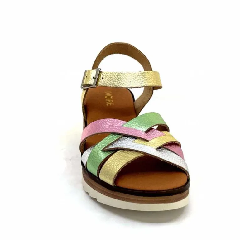Ivoire0375a Sandales Compensées Ivoire Rene Cuir Métal Or Rose Vert Argent Cheap