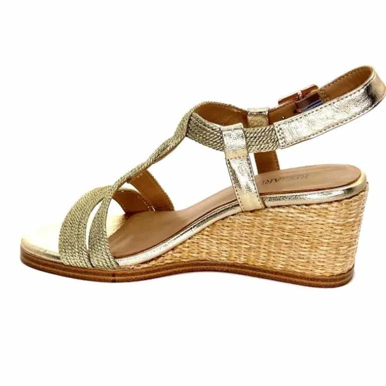 Regarde Le Ciel Sandales Compensées Madison 02 Cuir Textile Or Online