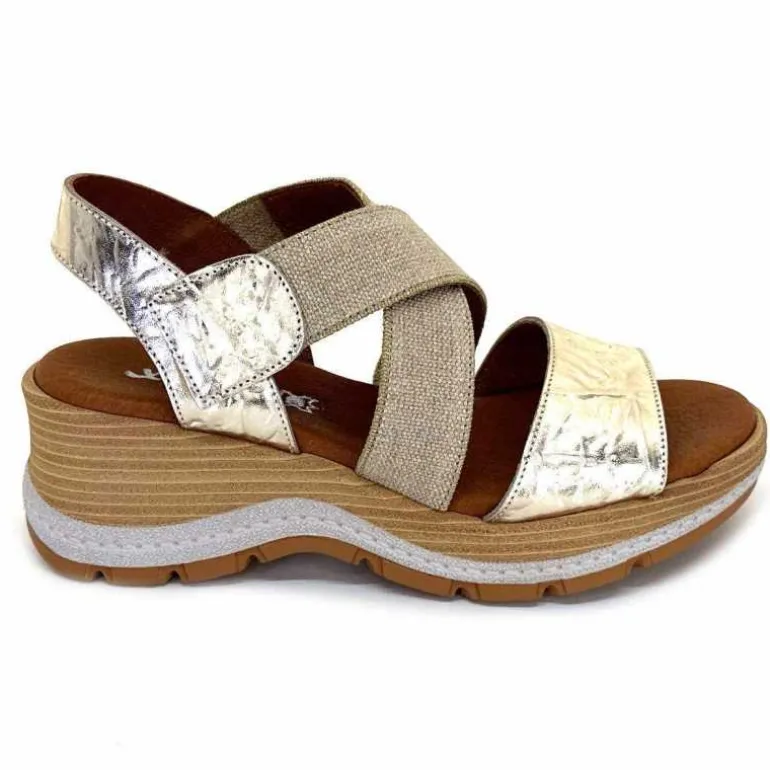 Ivoire0576a Sandales Compensées Xapatan 1990 Cuir Beige Dé Or Cheap