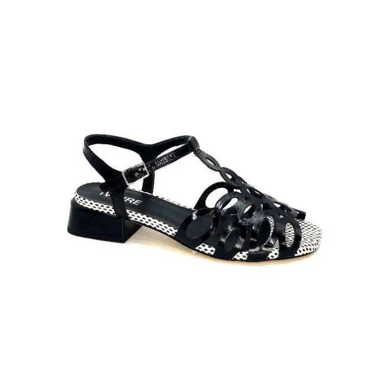 Ivoire0551 Sandales Ivoire 2218 Cuir Noir Best