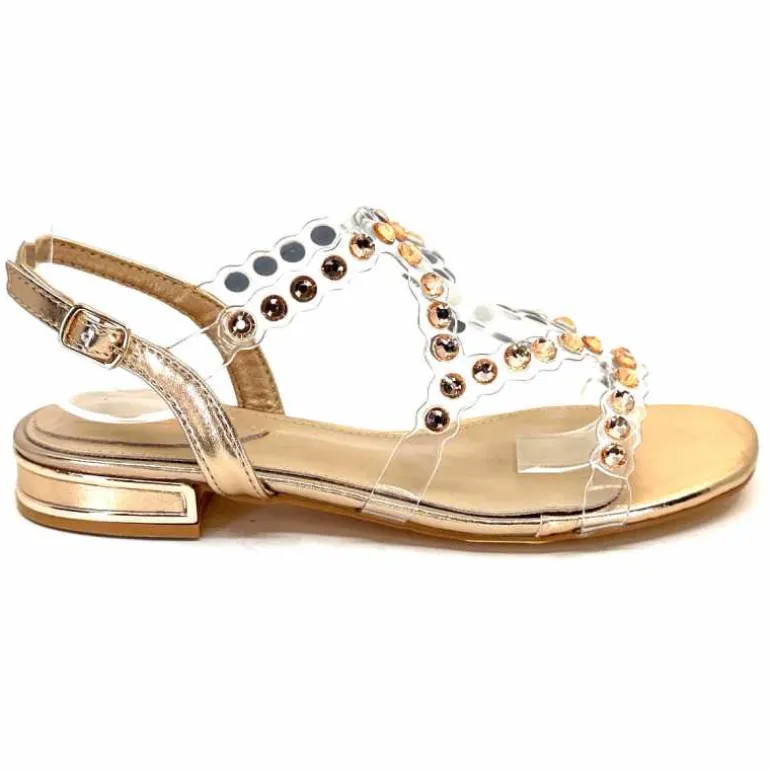 Ivoire0297a Sandales Ivoire 7364 Strass Or Rose Fashion