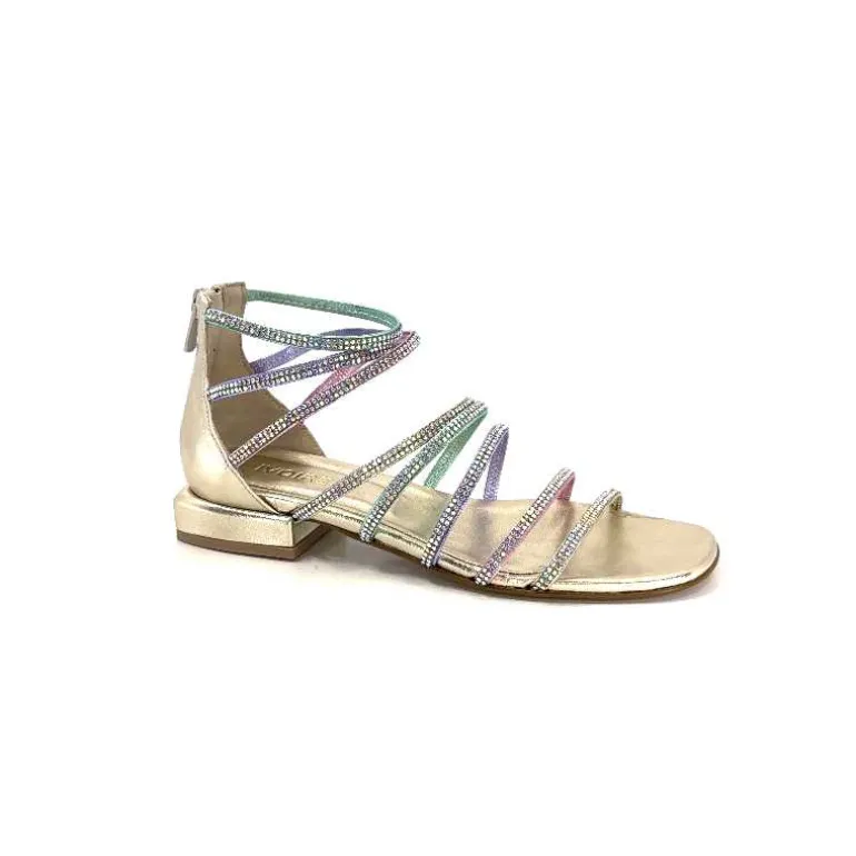 s.piero Sandales Ivoire E35.008 Cuir Strass Multi Or Online