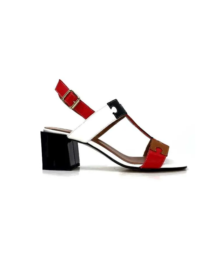Ivoire0334 Sandales Ivoire F2105 Sardegna Cuir Blanc, Marron, &amp; Noir Rouge Hot