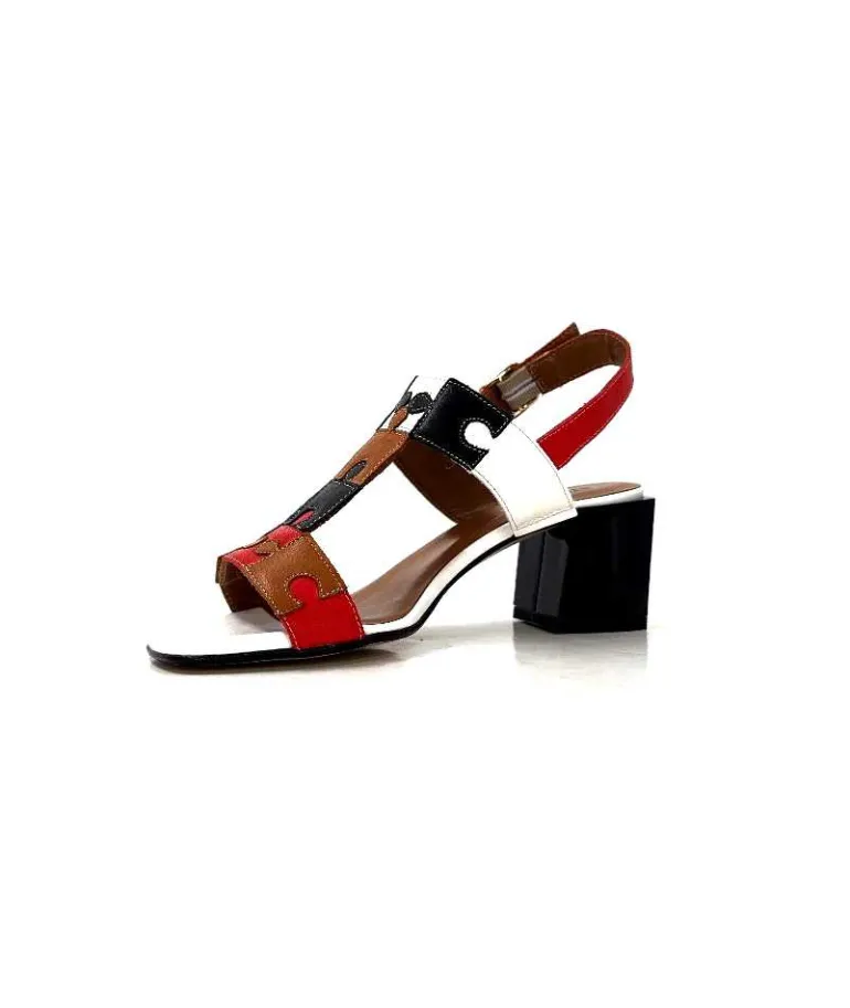 Ivoire0334 Sandales Ivoire F2105 Sardegna Cuir Blanc, Marron, &amp; Noir Rouge Hot