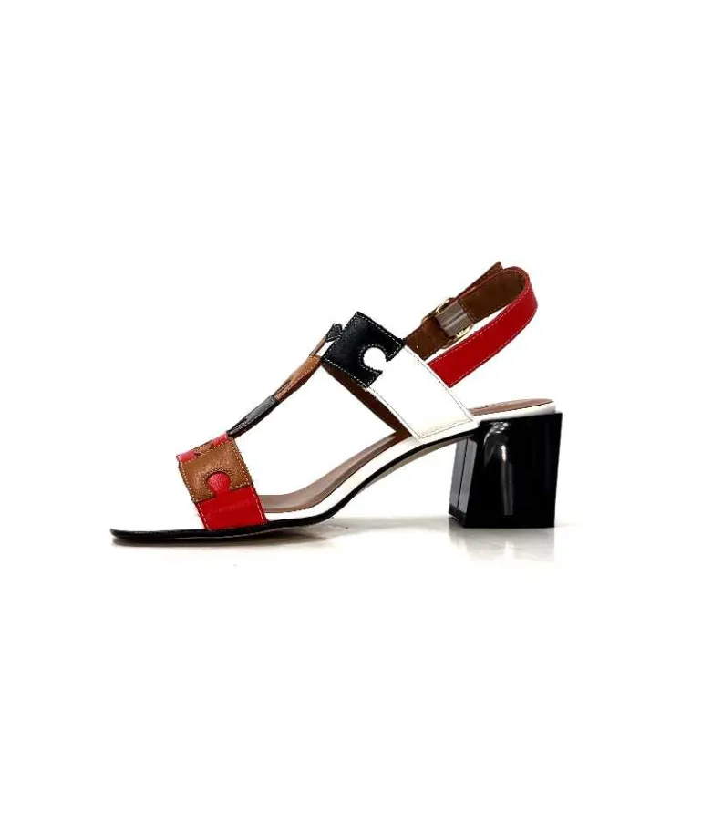 Ivoire0334 Sandales Ivoire F2105 Sardegna Cuir Blanc, Marron, &amp; Noir Rouge Hot