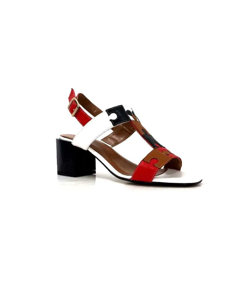 Ivoire0334 Sandales Ivoire F2105 Sardegna Cuir Blanc, Marron, &amp; Noir Rouge Hot