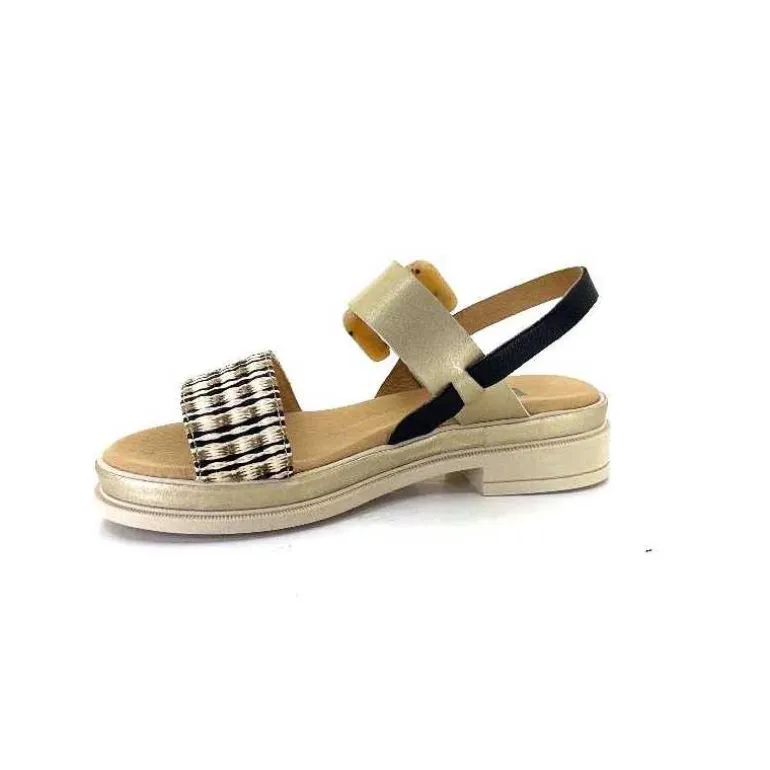 MKD Sandales Plateforme Irmin Cuir Doré Beige Noir Best Sale