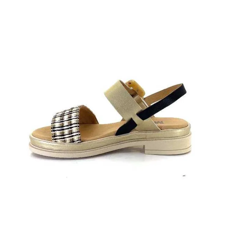 MKD Sandales Plateforme Irmin Cuir Doré Beige Noir Best Sale