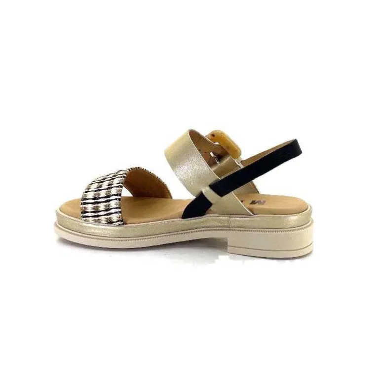 MKD Sandales Plateforme Irmin Cuir Doré Beige Noir Best Sale