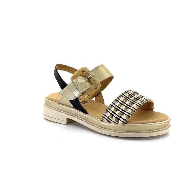MKD Sandales Plateforme Irmin Cuir Doré Beige Noir Best Sale