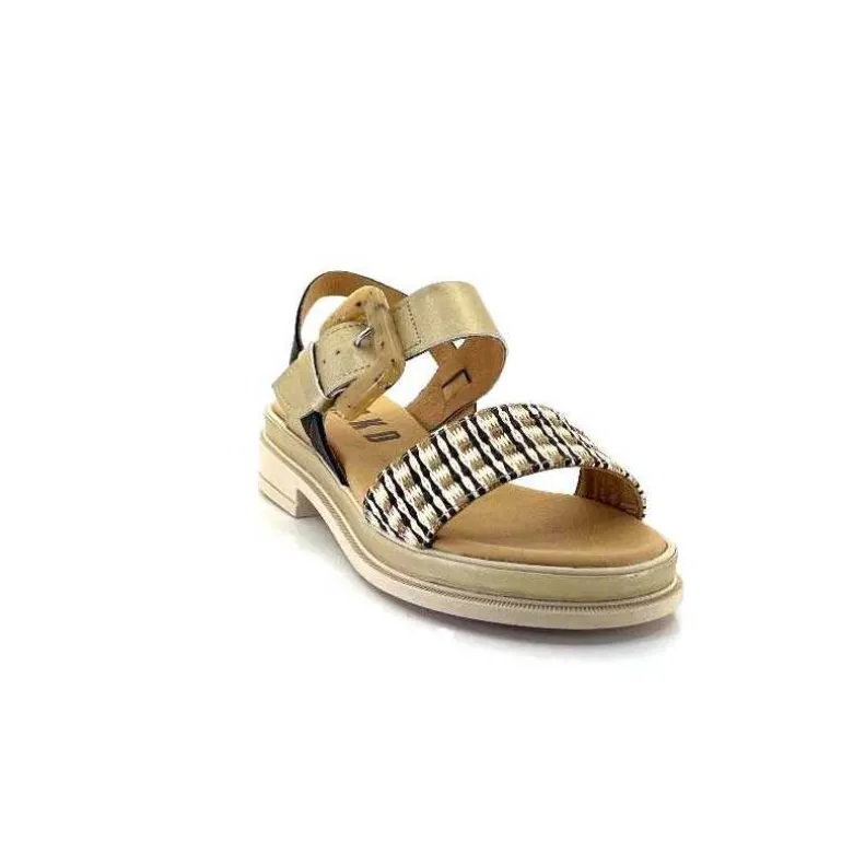 MKD Sandales Plateforme Irmin Cuir Doré Beige Noir Best Sale