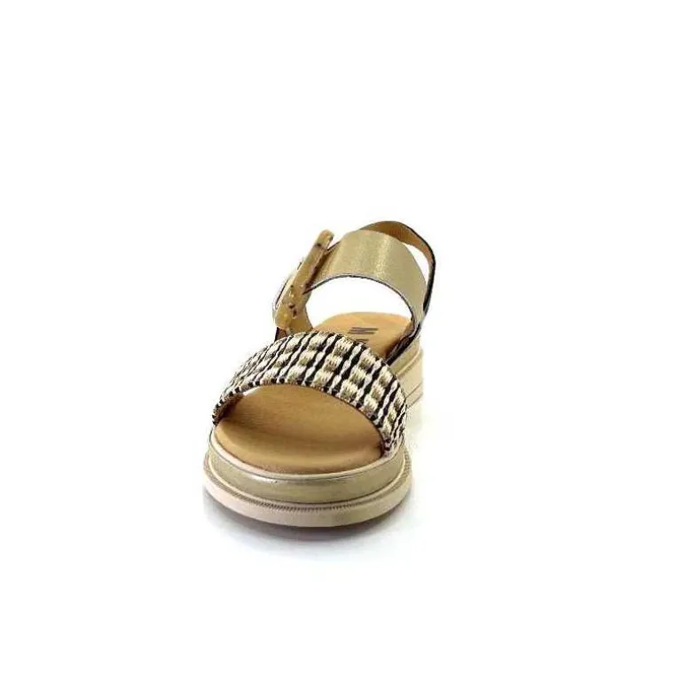 MKD Sandales Plateforme Irmin Cuir Doré Beige Noir Best Sale