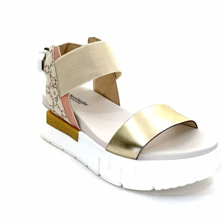 Nero Giardini Sandales Plateforme NeroGiardini 410704 D415 Cuir Rose Crème Marron Blanc Online