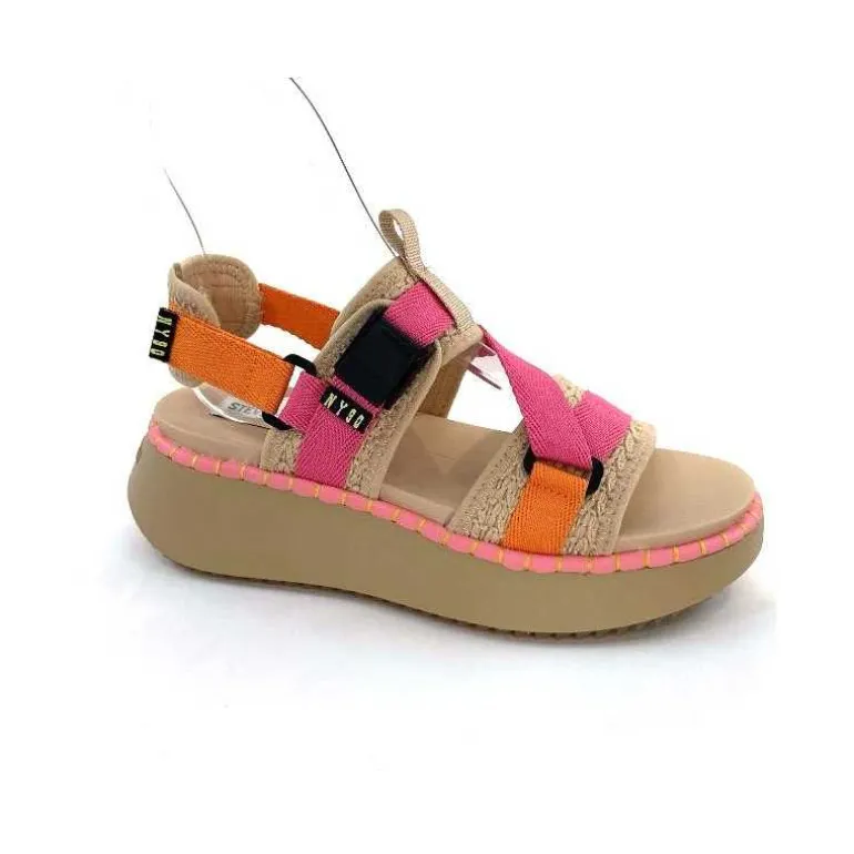 Steve Madden Sandales Plateforme Decorum Textile Orange Beige Rose New