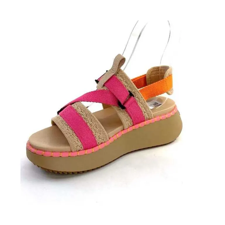 Steve Madden Sandales Plateforme Decorum Textile Orange Beige Rose New