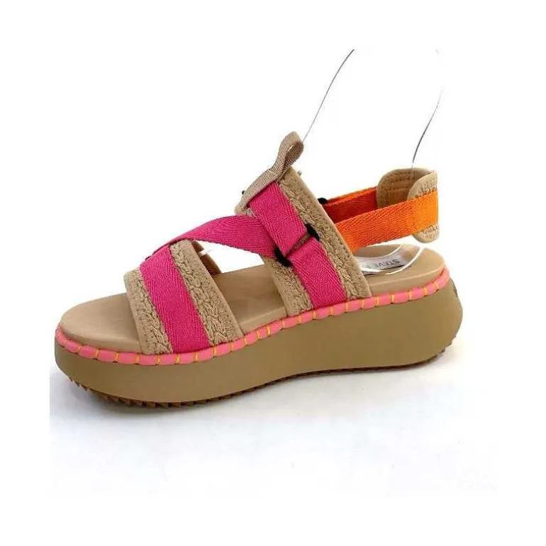 Steve Madden Sandales Plateforme Decorum Textile Orange Beige Rose New