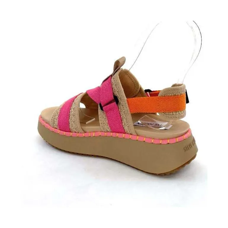 Steve Madden Sandales Plateforme Decorum Textile Orange Beige Rose New