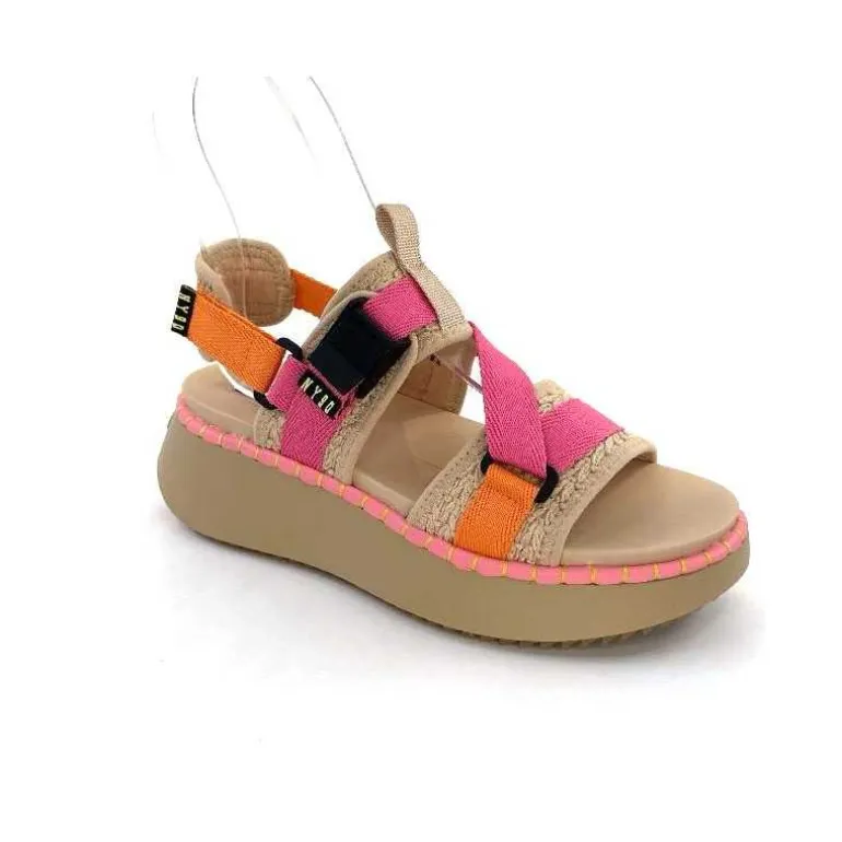 Steve Madden Sandales Plateforme Decorum Textile Orange Beige Rose New