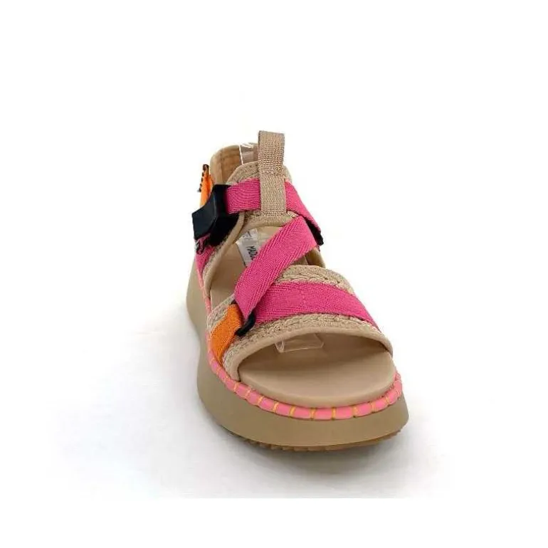Steve Madden Sandales Plateforme Decorum Textile Orange Beige Rose New
