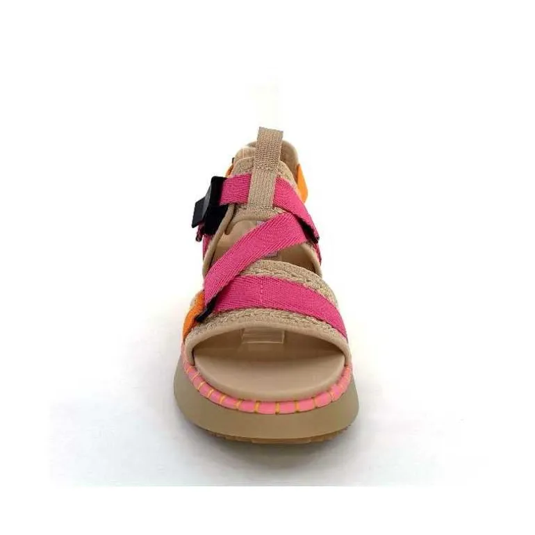 Steve Madden Sandales Plateforme Decorum Textile Orange Beige Rose New