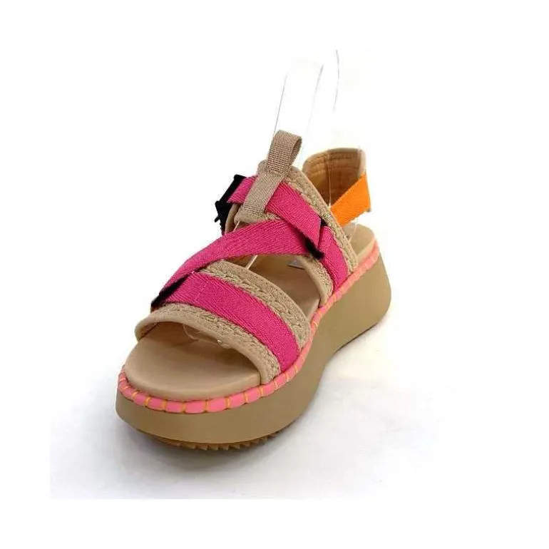 Steve Madden Sandales Plateforme Decorum Textile Orange Beige Rose New