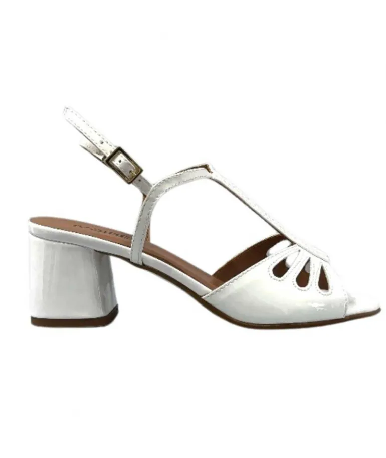 Ivoire0334 Sandales Talon Ivoire F2295 Venezia Cuir Vernis Blanc Best
