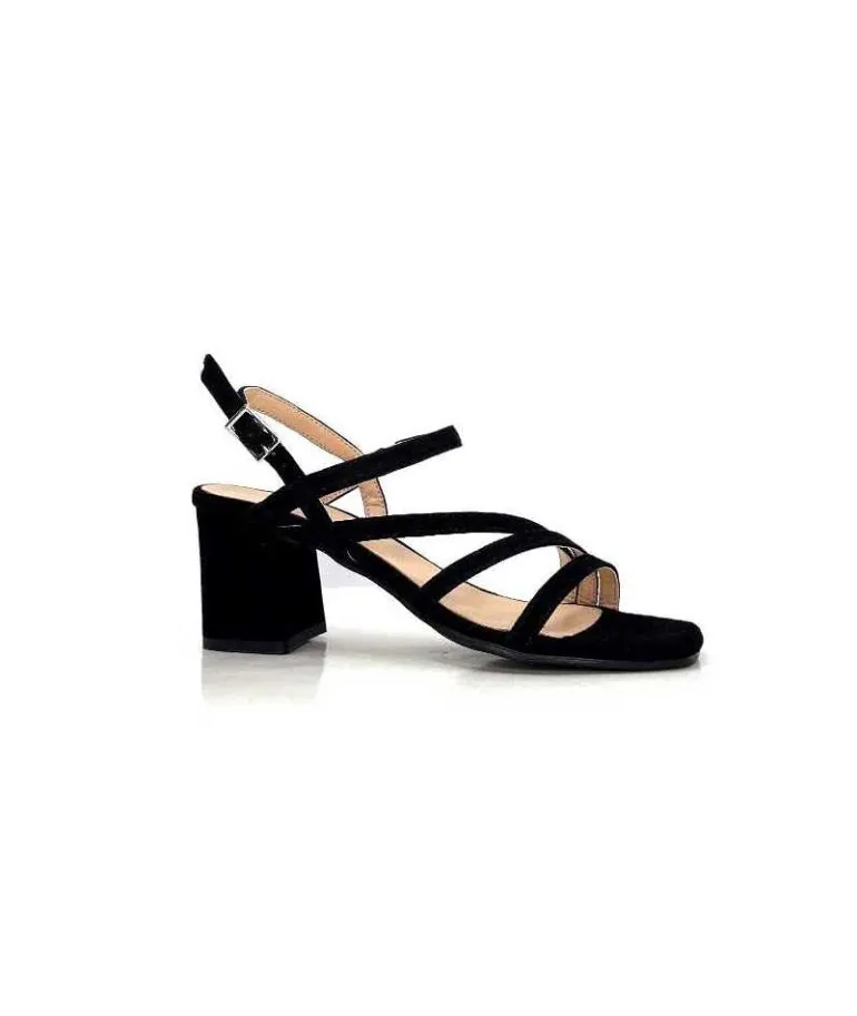 Ivoire0104a Sandales Talons Ivoire 47146 Daim Noir Shop