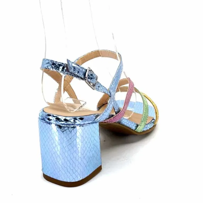 Ivoire0104a Sandales Talons Ivoire A47146 Cuir Métal Ciel Jaune Vert Rose Bleu Best Sale